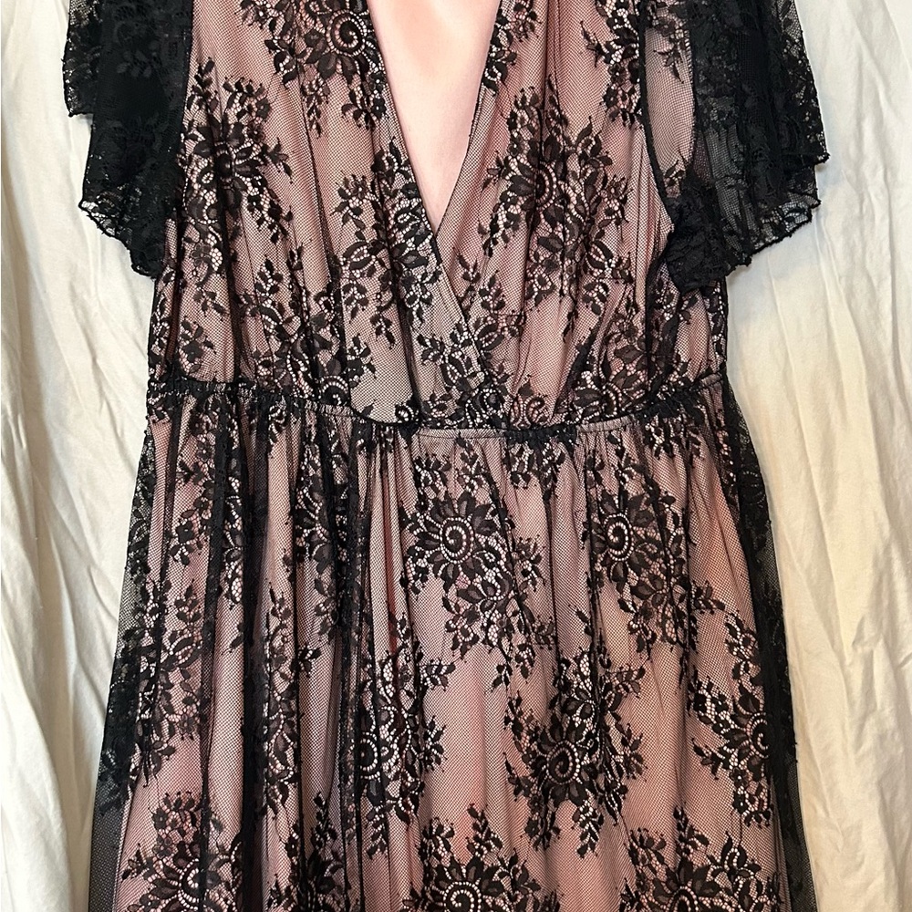 SHEIN Curve 2xl Black lace with pink Dress